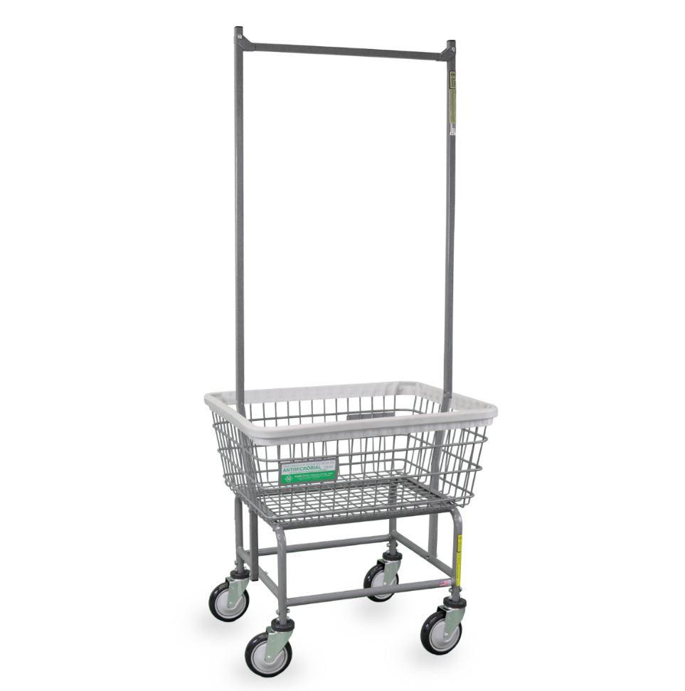 Antimicrobial Laundry Cart with Double Pole Rack