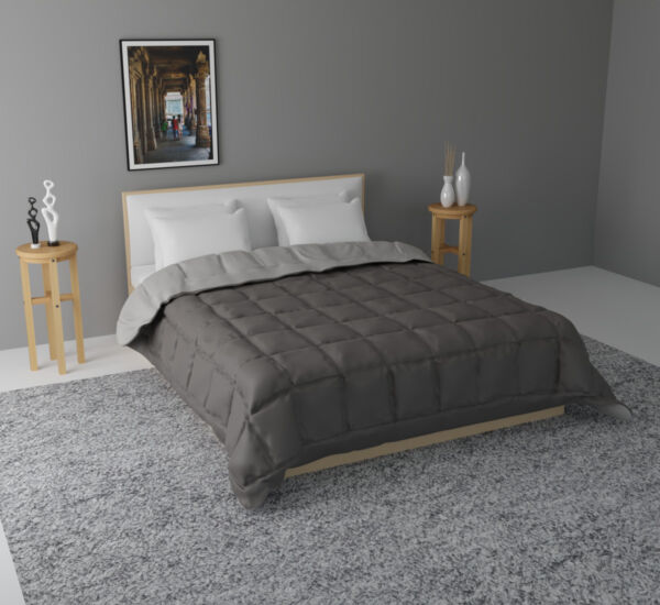 Duvet Insert - Silver Gray & Charcoal- Queen 90" x 94" -210gsm By AGH Supply