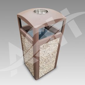 15gal Outdoor Trash Can With Ash Tray Top, Steel