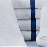 Pool Towel 24"x48"-8.0lbs Blue Stripe Cam Border, 10dz per case