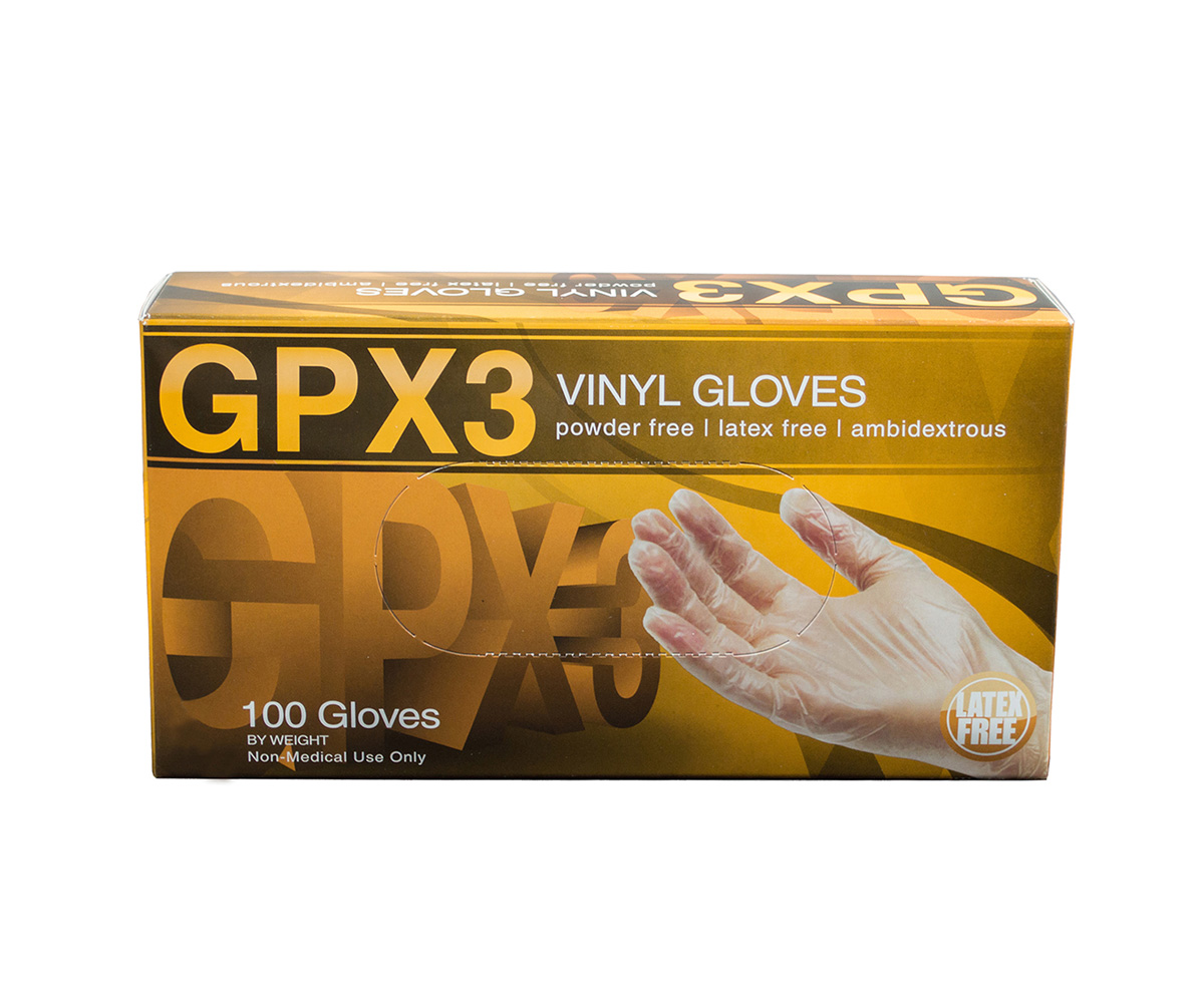 Medium -GPX3 Vinyl Gloves, Powder Free.