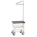 Buy Standard Laundry Cart with Single Pole Rack, Wired Frame & Wheels - 2.50 Bushel Capacity