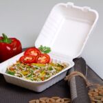 9" square bagasse food container with lid by agh supply